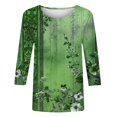 thumbnail image 5 of YUGYXL Deals Casual 3/4 Length Sleeve Shirts for Women Summer Flower Graphic Classic Pullovers Fashion Crew Neck Lightweight Comfy Clothes Ladies Soft Tunic Tops, 5 of 5
