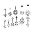 thumbnail image 2 of 9pcs Zircon Belly Button Rings Stainless Steel Hypoallergenic Navel Piercing Body Jewelry(Rose Gold), 2 of 2