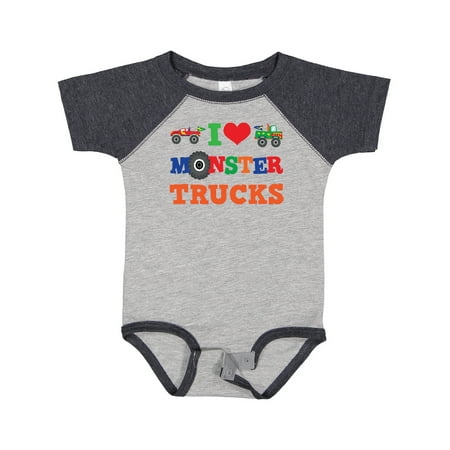 

Inktastic I Love Monster Trucks Gift Baby Boy or Baby Girl Bodysuit