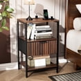 thumbnail image 3 of JOYMOR Fluted Nightstand, Fabric Dresser with 2 Drawers and 1 Shelf, Bedside Table, End Table with Charging Station, Nightstand for Indoors, 3 of 9