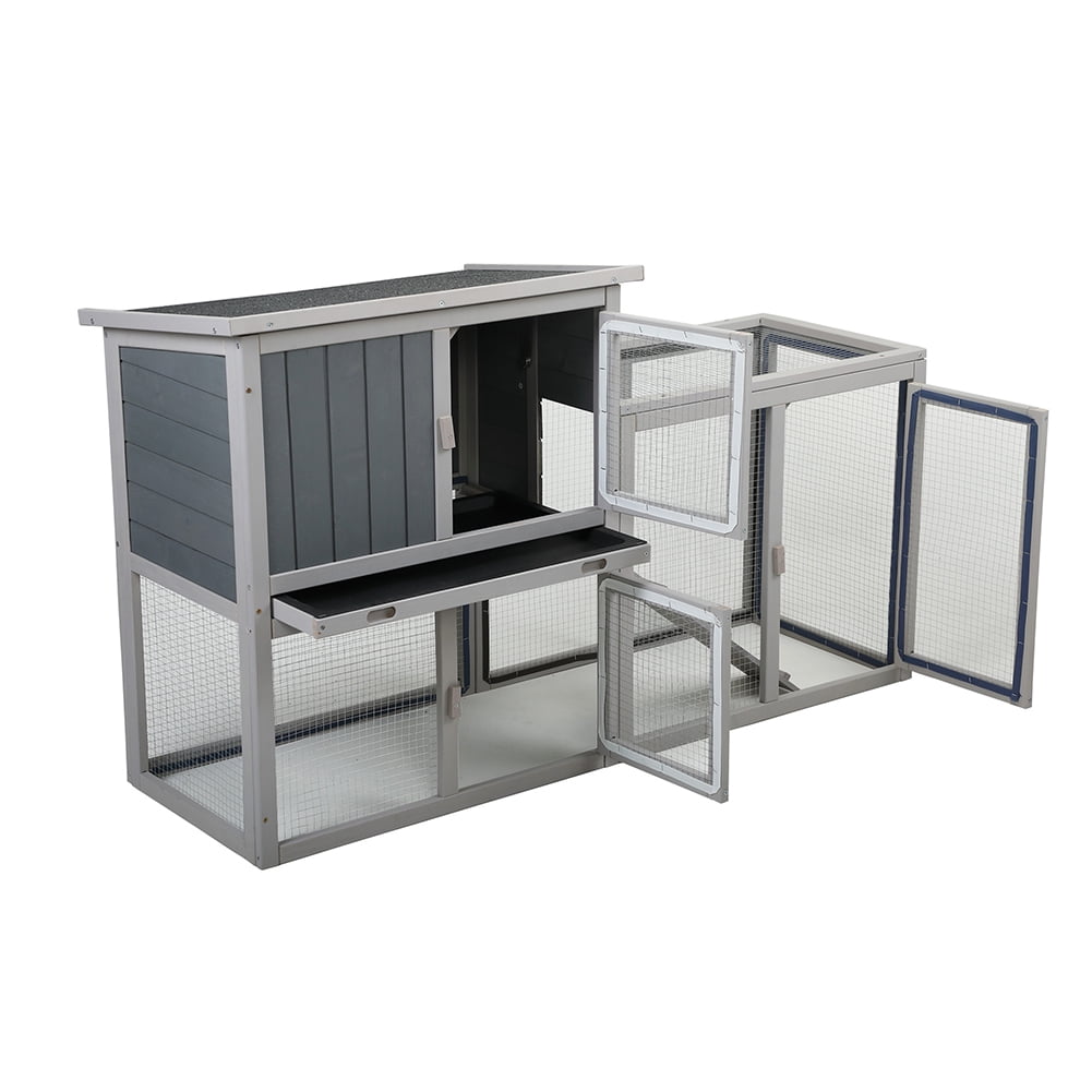 Kadyn for indoor and outdoor use Wooden Rabbit Hutch Chicken Coop with 1 Removable Tray and 3 Lockable Doors Rabbit Hutch, Gray Kadyn for indoor and outdoor use Wooden Rabbit Hutch Chicken Coop with 1 Removable Tray and 3 Lockable Doors Rabbit Hutch, Gray