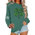 thumbnail image 2 of TaTaai Ladies Long Sleeve St Patricks Day Graphic Sweatshirt Crewneck Casual Pullover Fleece Lined Loose Fit Holiday Wear Gift, 2 of 6