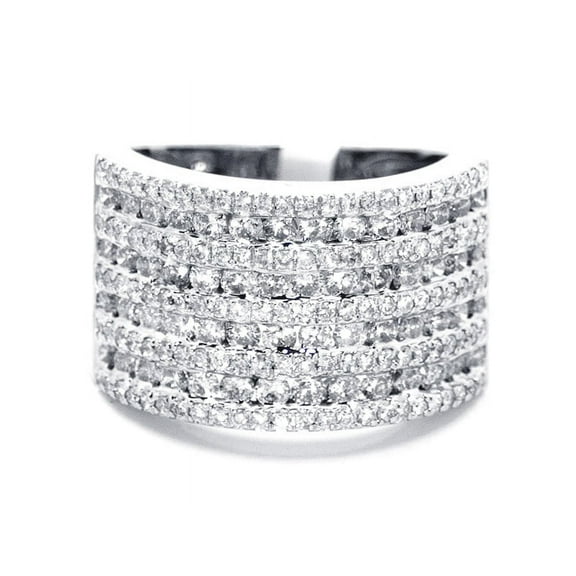 Round Cut XL 9 Row Diamond Band in 14K White Gold (2.04 Ct)
