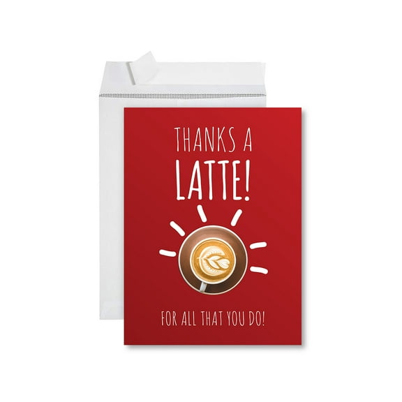 Koyal Wholesale Funny National Boss's Day Jumbo Card, , Thanks A Latte Blank Greeting Card with Envelope, 1-Pack
