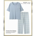 thumbnail image 3 of Pyjama d'Été Deux Pièces pour Femmes, Manches Courtes, Grande Taille, Tenue de Détente, 3 of 4