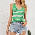 thumbnail image 4 of HBFAGFB Womens Tank Tops Spring Summer V Neck Stripe Color Blocking Knitted Trendy Vest Green Size L, 4 of 8