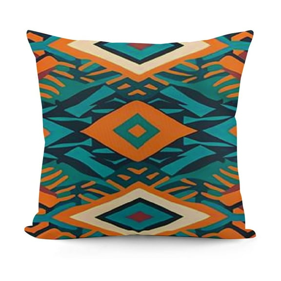 YINGXI Ethnic Pattern Teal Blue Orange Throw Pillow Covers Square, Double-Sided Printed Pillowcase Pretectors for Outdoor Indoor Decor 12x12in