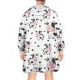thumbnail image 2 of Wearable Oversized Blanket,White Cow Family Spot Pattern Wearable Blanket Hoodie for Adults,Cozy Hooded Blankets with Super Pockets,Super Warm Fuzzy Pullover for Women & Men, 2 of 6