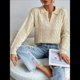 thumbnail image 4 of Suéteres de Punto para Mujer, Suéteres de Larga con Cuello en V, Camisetas Informales, Conjuntos de Moda de Otoño. Albaricoque M, 4 of 9