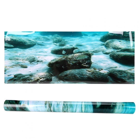 M Buder PVC Adhesive Seabed Rock Pattern Aquarium Background Poster Fish Tank Decoration, 24x11.8 inches / 61x30 cm