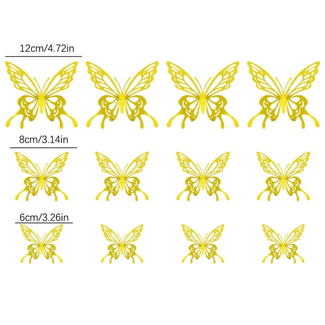 DPTALR 3D Flying Hollow Butterfly Home Decoration Festive Party Layout Cardboard Butterfly Wall Sticker