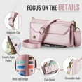 thumbnail image 4 of TECH CIRCLE Crossbody Wallet Case Compatible with Samsung Galaxy S25 5G RFID Blocking Card Holder Soft PU Leather Magnetic Snap Shoulder Strap Zipper Pocket Case for Galaxy S25,Pink, 4 of 12