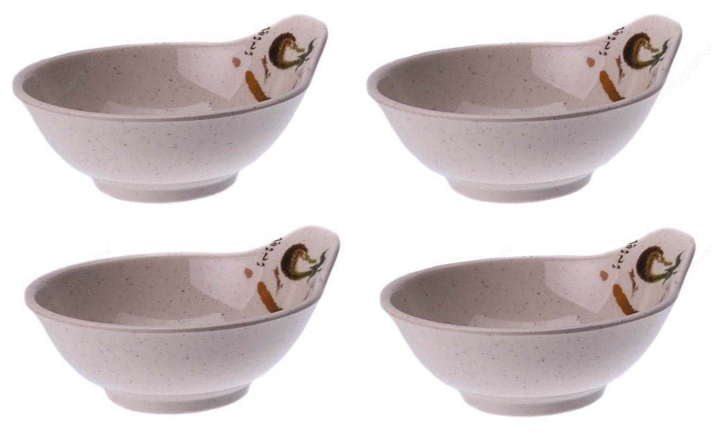 M.V. Trading EP137 Rice Miso Soup Melamine Bowls with Handle Eggplant