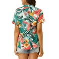 thumbnail image 4 of INSPIRE CHIC Valentine's Day Women's Shirts Hawaiian Short Sleeve Tropical Floral Button Down Tops 2XL White, 4 of 9