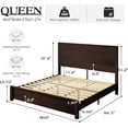 thumbnail image 4 of VanAcc Queen Size Wood Platform Bed, Rustic Bed Frame with 51.2" Tall Slatted Headboard, Wooden Slats & Metal Support, Noise Free, Espresso, 4 of 7