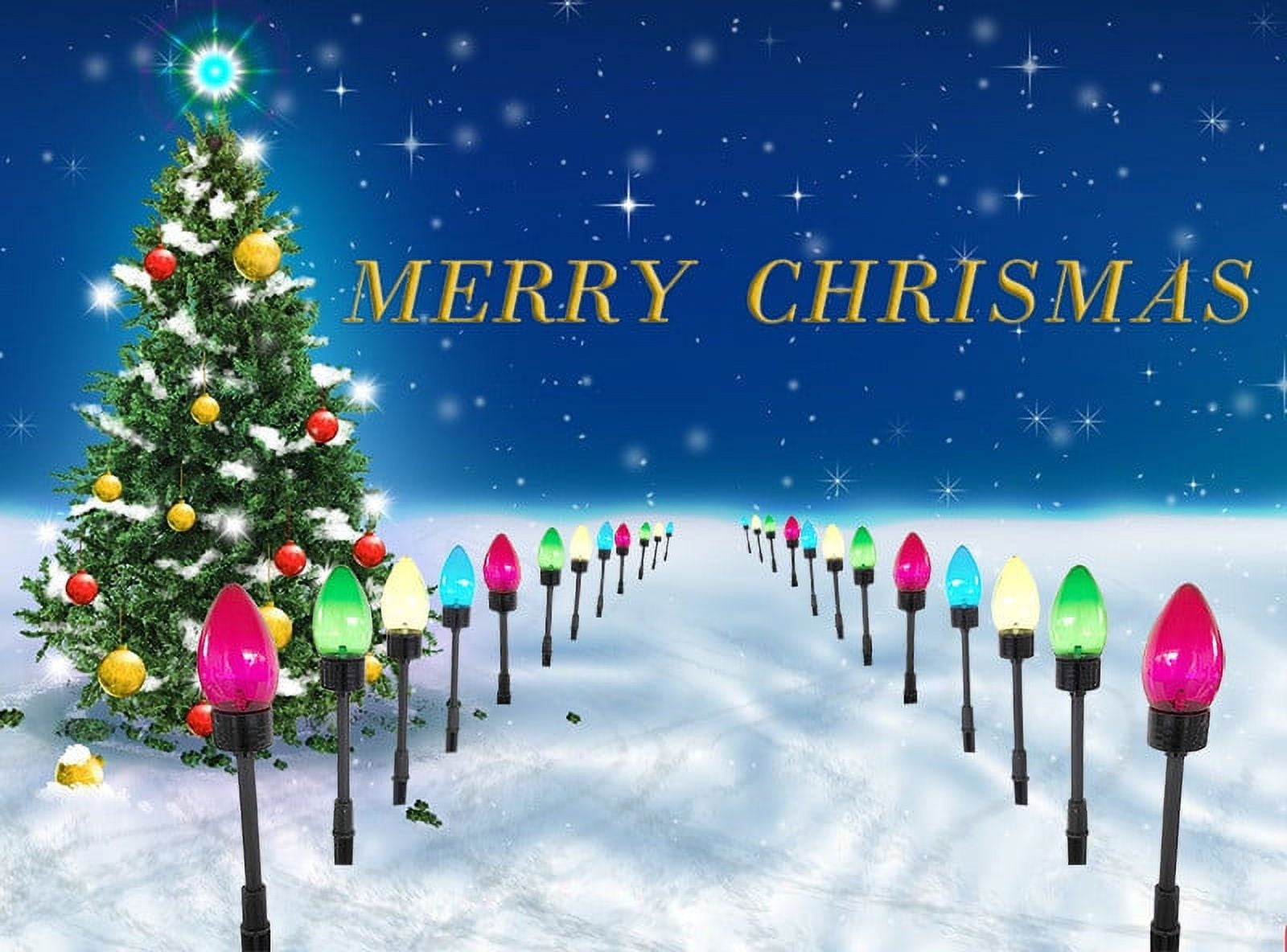 Christmas Lights Outdoor Solar, 13-Pack Multicolor LED Stake Lights for Yard Walkway Driveway Garden Decor, Waterproof Shatterproof Xmas Party Decorations, End-to-End Connectable Holiday Lighting