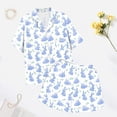thumbnail image 4 of Womens Pajama Set Casual Easter Short Sleeve Button Shirt Shorts Fall Outfits Clothes,Sky Blue,L, 4 of 5