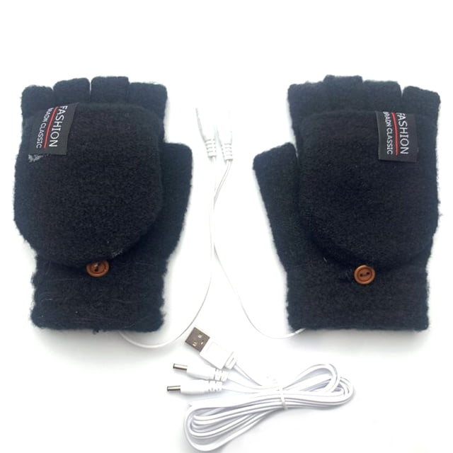 Winter Outdoor USB Electric Heating Gloves Pure Color Full&Half Finger Warmers Mittens Hand Warmer Thermal Unisex