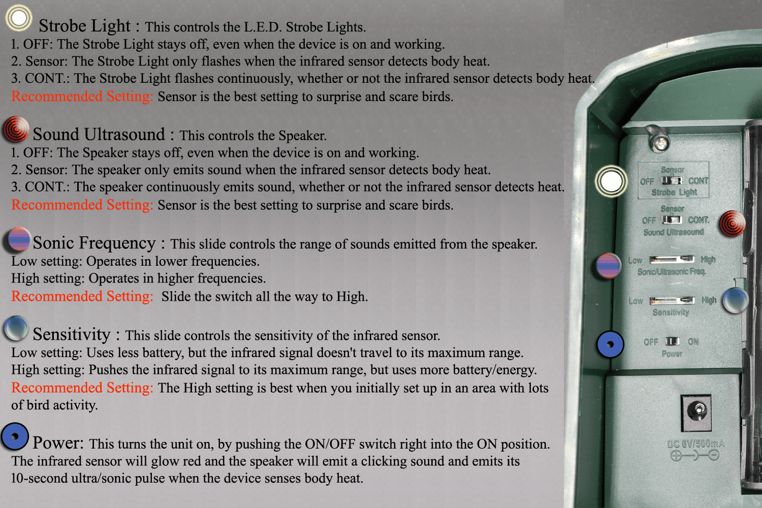 CLEANRTH TSBR610 Advanced Sonic/Ultrasonic Bird Repeller w/Triple Scan Technology