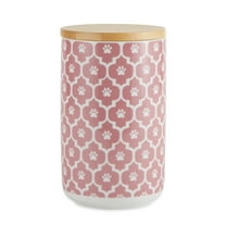 Bone Dry Lattice Pet Treat Jar Canister, Dishwasher Safe, 4x6.5", Rose