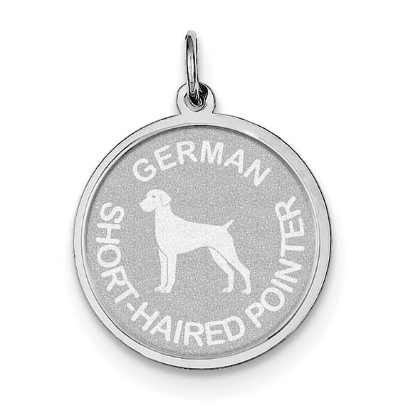 Sterling Silver Rhodium-Plated German Shorthaired Pointer Disc Charm (26 X 19) Made In United States qc2687