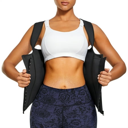 

Irisnaya Women s Waist Trainer Sweat Sauna Suit Bodysuit Weight Loss Slimming Shapewear Tummy Control Corest Vest Workout Tops(Black Small)