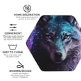 thumbnail image 4 of Pofeuu Purple Sky Wolf Print Leather Coasters Set of 6, Round Cups Mugs Mat Pad for Home Kitchen Heat Resistant Drink Coasters,Hexagon, 4 of 7