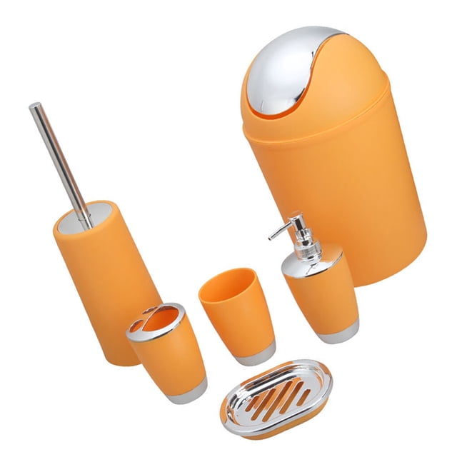 Injueey Juego de baño de 6 piezas, contenedor de accesorios, dispensador de jabonera, vaso, soporte para cepillo de Juegos de accesorios de baño Numero 3