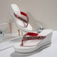 thumbnail image 2 of SACFOF Rhinestone Wedge Sandals for Women Platform Flip Flops Women's T-Strap Sandals Comfortable Walking Open Toe Slippers Casual Summer Beach Sparkly Slip On Slides Wedding Party Dress Shoes, 2 of 6
