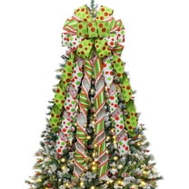 GOBWCOT Christmas Tree Topper Bow Wreath, Large Green Christmas Bow Tree Topper, Christmas Tree Indoor Outdoor Christmas Decoration-12 x 45 Inch