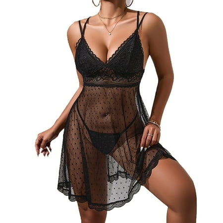 Women s Nightgown Babydoll Dress Black Lingerie Lace Chemise Sleepwear Nightgowns For Women Plus Size