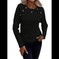 thumbnail image 1 of Suéteres de Invierno para Mujer, Suéter de Punto Moderno con Detalle de Botones y Mangas Raglán, Suéter de Moda. Negro M, 1 of 10