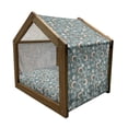 thumbnail image 2 of Brown and Blue Pet House, Vintage Style Pattern with Abstract Shapes with Little Dots, Outdoor & Indoor Portable Dog Kennel with Pillow and Cover, 5 Sizes, Slate Blue Beige, by Ambesonne, 2 of 5