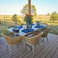 thumbnail image 4 of PURPLE LEAF 7 Pieces Patio Dining Set, Rectangular Aluminum Outdoor Table and 6 Wicker Chairs with Cushions for Garden Kitchen and Porch, Champagne, 4 of 12