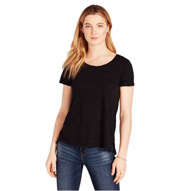 Camiseta básica Aeropostale para mujer Burnout Pocket negro mediano