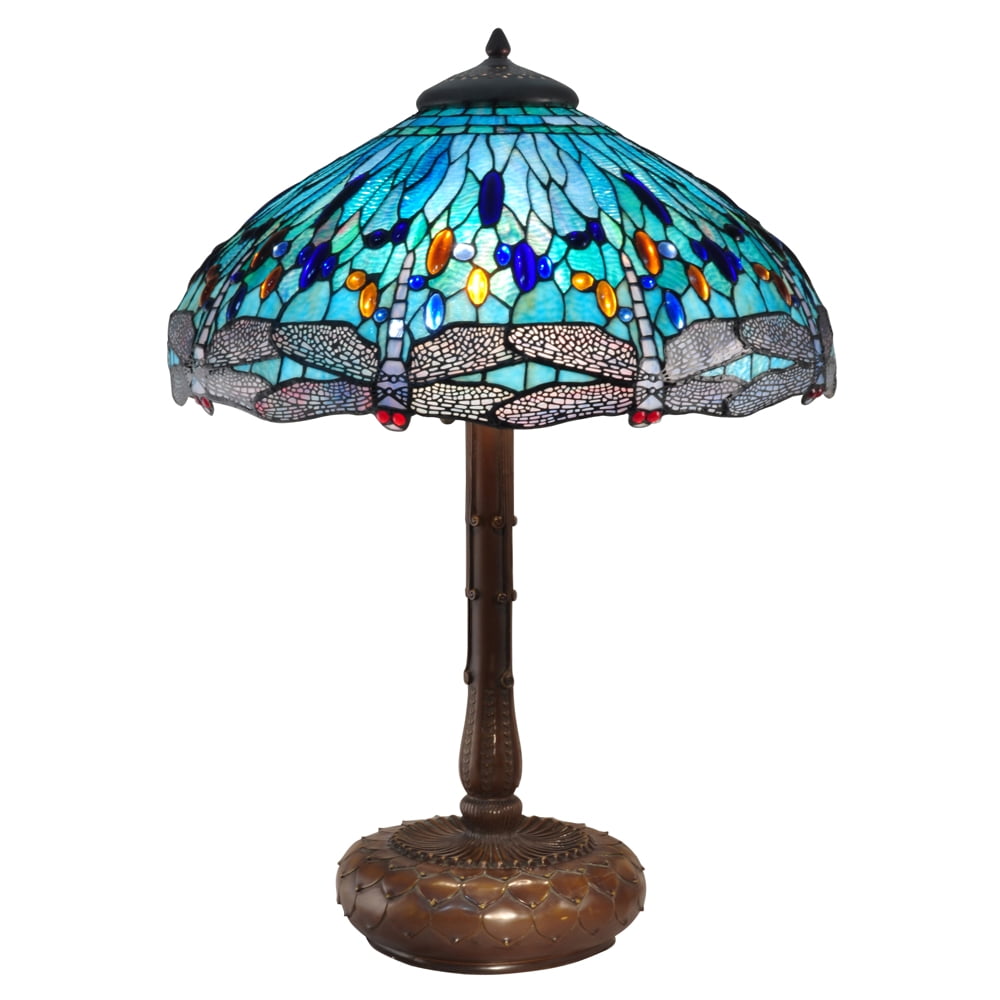 Dale Tiffany Lg Blue Dragonfly Table Lamp, Antique Bronze TT15103