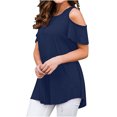 thumbnail image 2 of Shirts For Women Sevevn Women's Short Sleeve Casual Summer Off Shoulder Tops Loose Blouse T-Shirt, 2 of 6