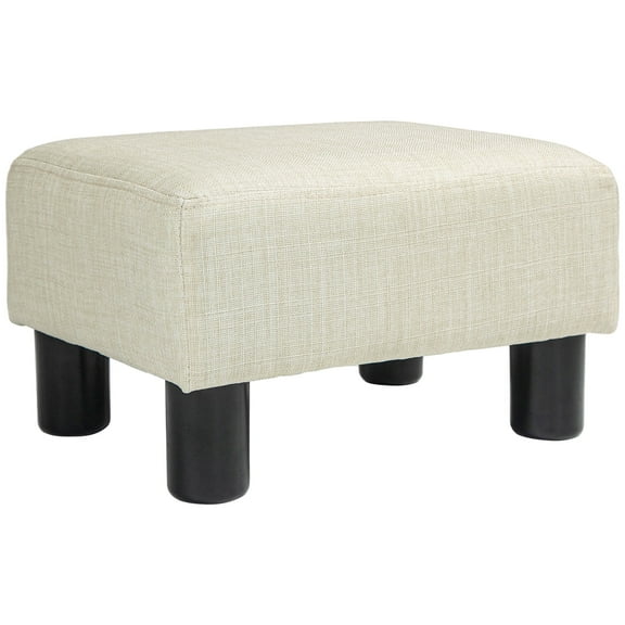 HOMCOM Ottoman Foot Rest, Small Foot Stool with Linen Fabric Upholstery