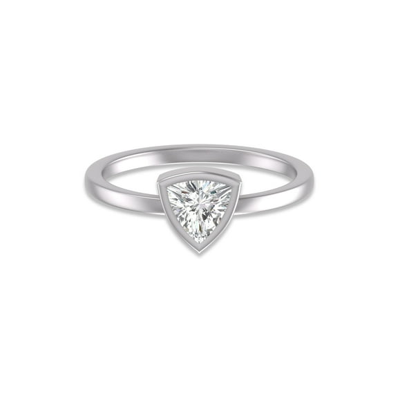 SZUL Women's Lab Grown 1 Carat Trillion Bezel Solitaire Diamond Ring in 14K White Gold