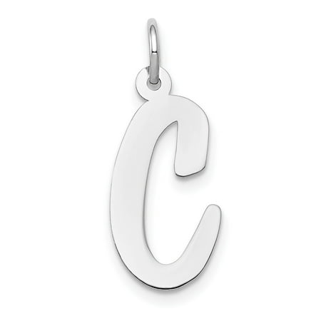 Diamond2Deal 14k White Gold Large Script Letter C Initial Pendant for Women(L- 18.36 mm, W- 10.53 mm)
