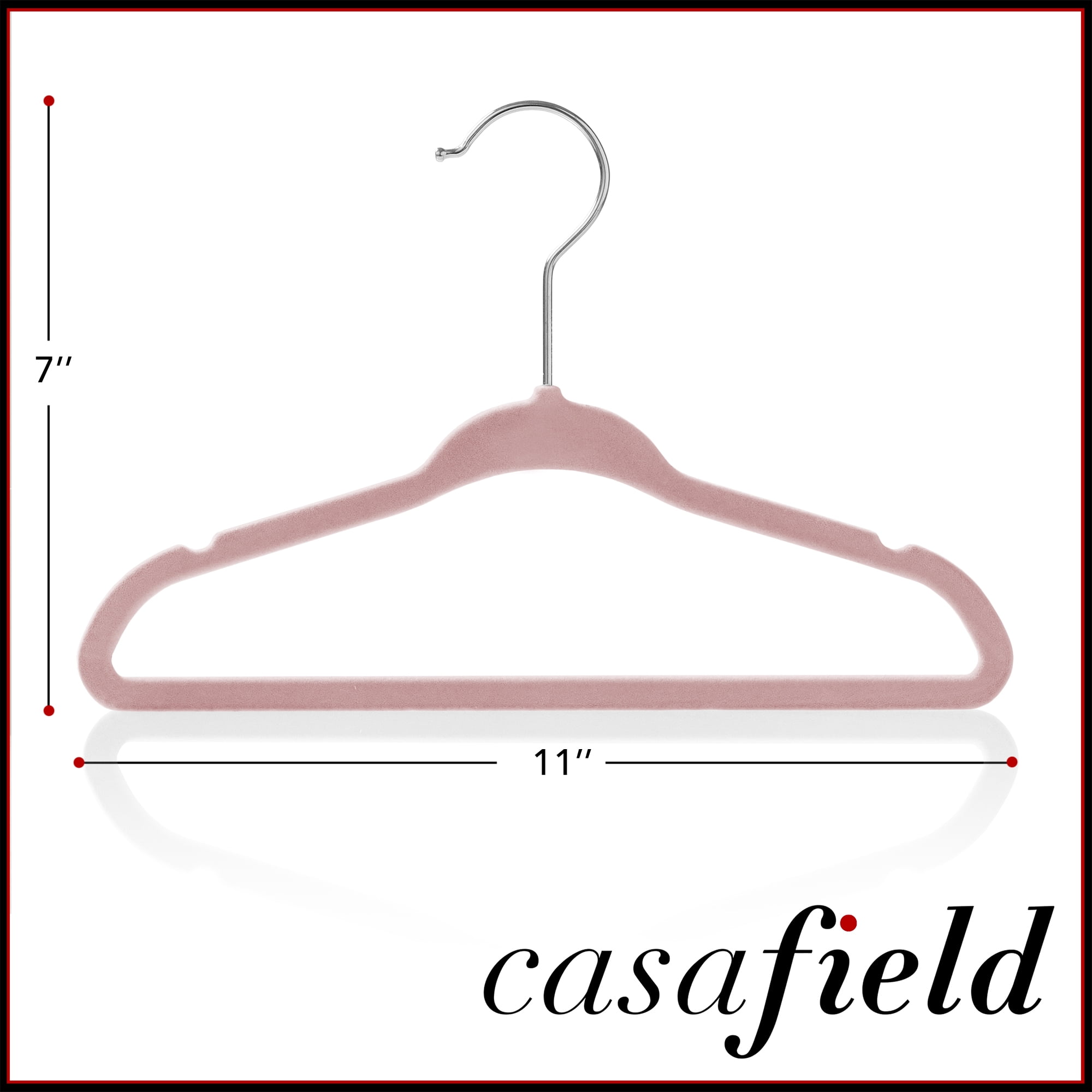 Casafield 50 Velvet Baby Hangers for Infant & Toddler Clothes, 11" - Light Pink