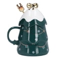 thumbnail image 2 of Taza navideña de cerámica de gran capacidad de 500 ml, para té, leche, café, con tapa y cuchara, ideal como regalo para el hogar y las vacaciones., 2 of 14
