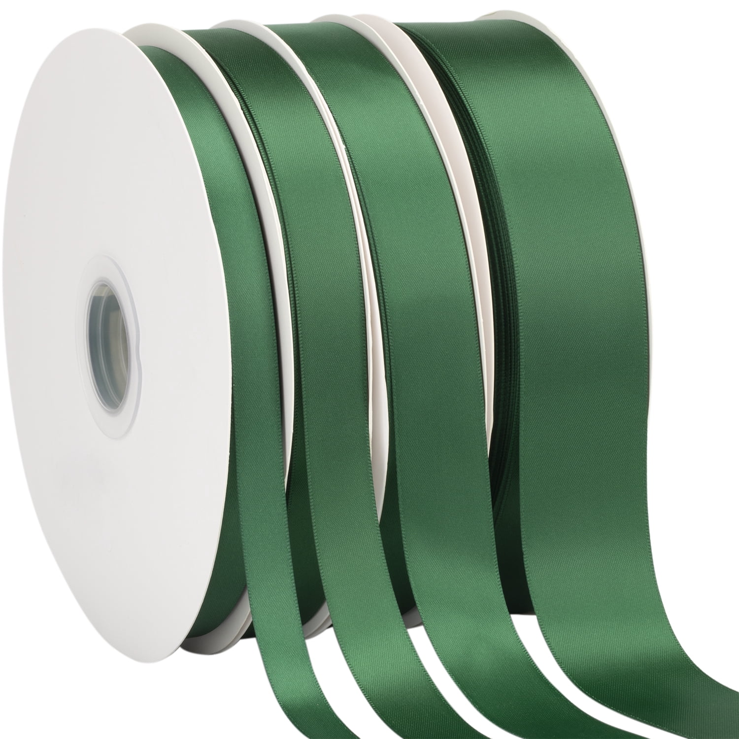 Ribbonitlux Forest Green Satin Ribbon 3/4 inch Double Sided Quality Satin for Weddings, Invitations, Sashes, Crafts, Apparel, Headbands - 100 Yds/roll