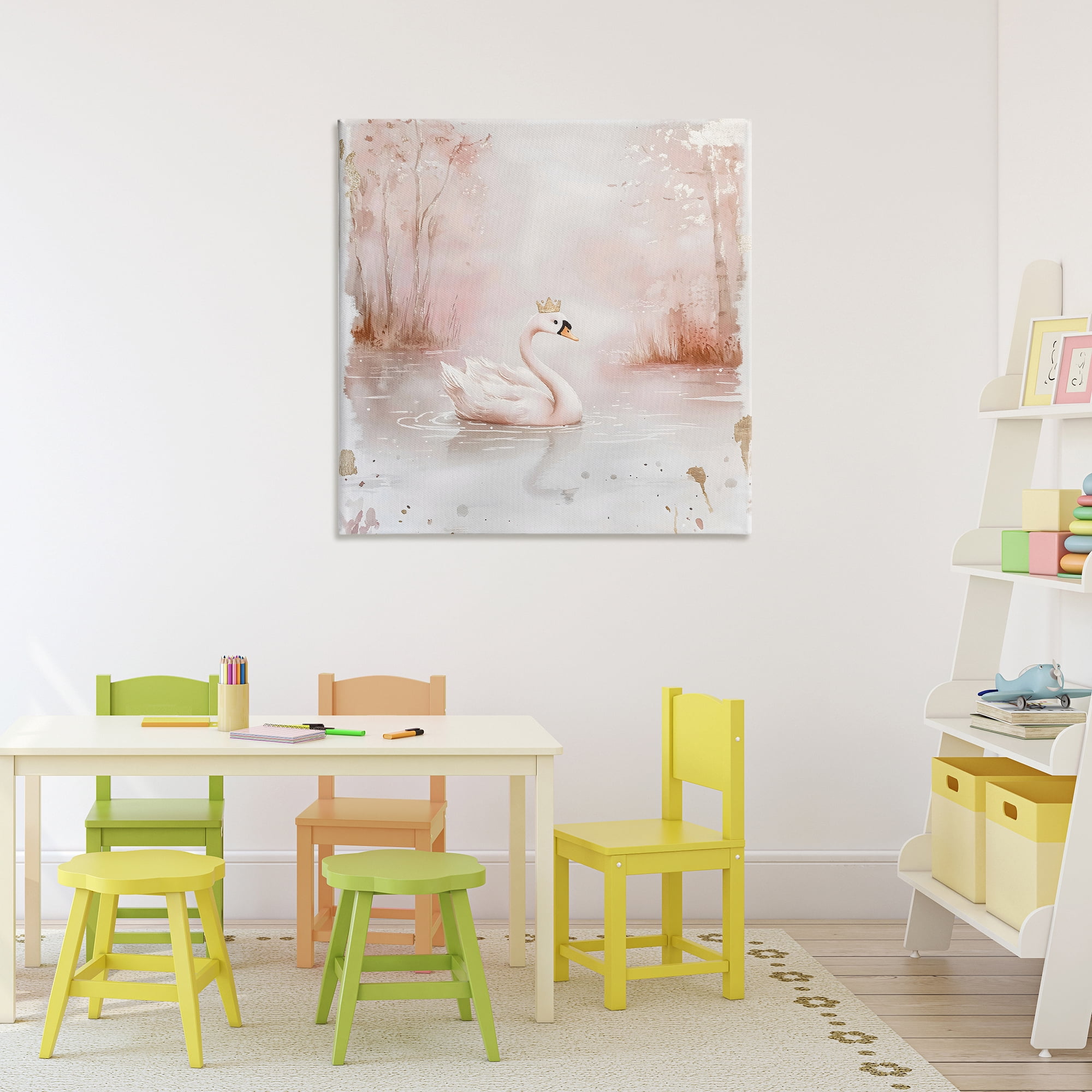 Stupell Industries Swan with Crown in Pastels Canvas Wall Art, design by Creative Studio