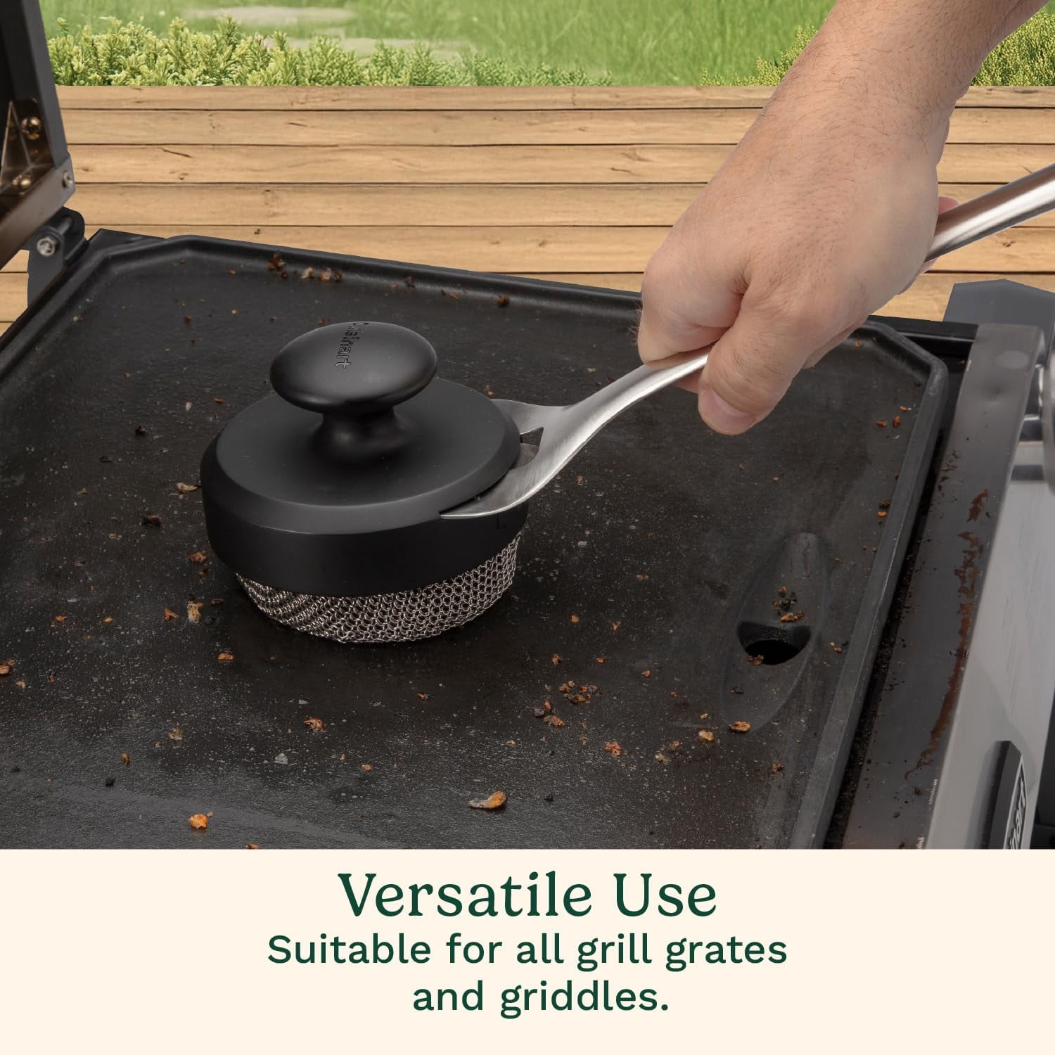 Cuisinart 3-in-1 Chainmail Grill Cleaner, Bristle-Free BBQ Scrubber