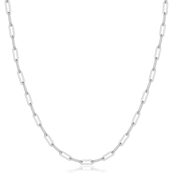 925 Top Sterling Silver Clasp Paperclip Chain Necklace for Women, 2.5mm/3mm/4mm/5mm Paperclip Chain for Women Silver Chain Necklace 16, 18, 20, 22, 24, 26, 30 Inches[w254]