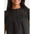 thumbnail image 4 of Time and Tru Women's Eyelet Top with Flutter Sleeves, Sizes XS-XXXL, 4 of 5