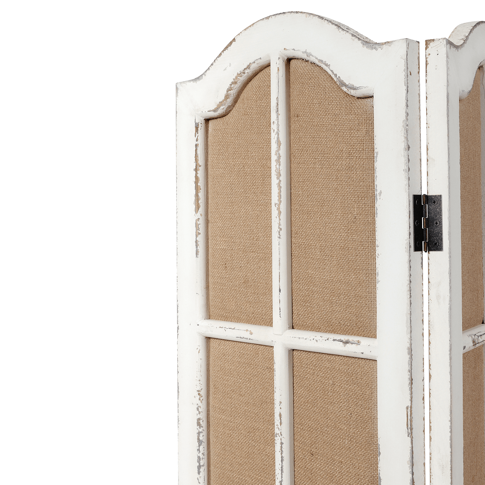 Room Divider 3 Panel Folding Solid Wood and Linen Handcrafted Freestanding Privacy Screen 6Ft Tall White