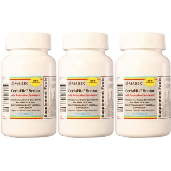 Major Certavite Senior Multivitamin Multi Mineral Supplement with Antioxidant Nutrients, 3 Count