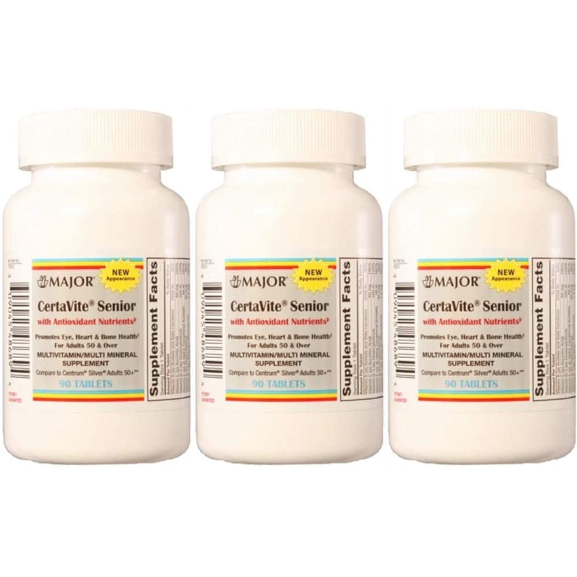 Major Certavite Senior Multivitamin Multi Mineral Supplement with Antioxidant Nutrients, 3 Count